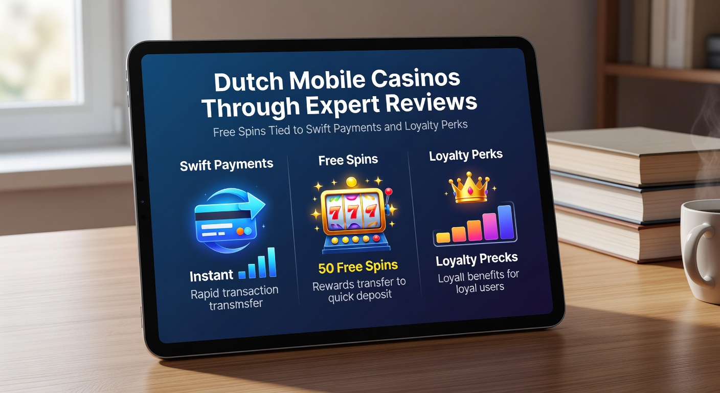 Mobiele casino-app op smartphone met pictogrammen van snelle betalingen, free spins en een loyaalheidsmeter die oplicht