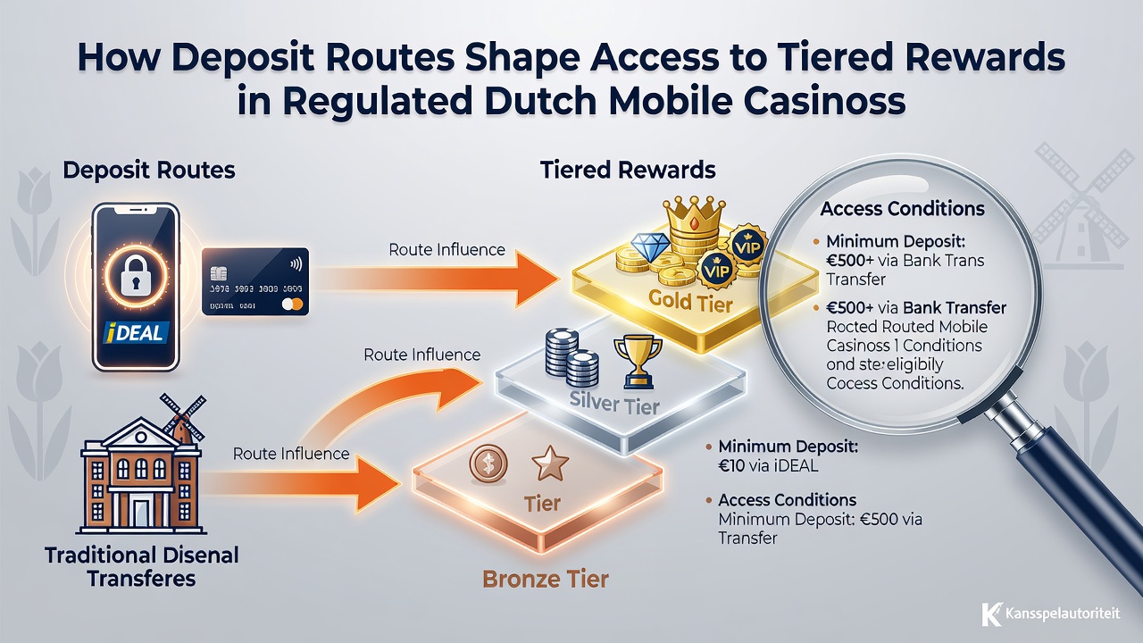 Grafiek die stortingsroutes en VIP-niveau progressie in Nederlandse casino's weergeeft