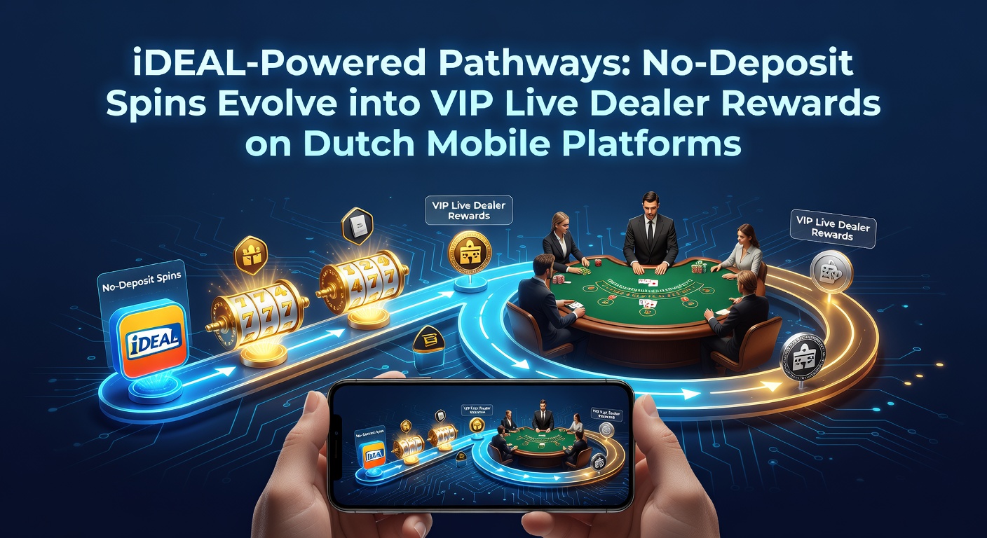 Schermafbeelding van een Nederlands mobiel casino met iDEAL-betaaloptie en no-deposit spins promotie